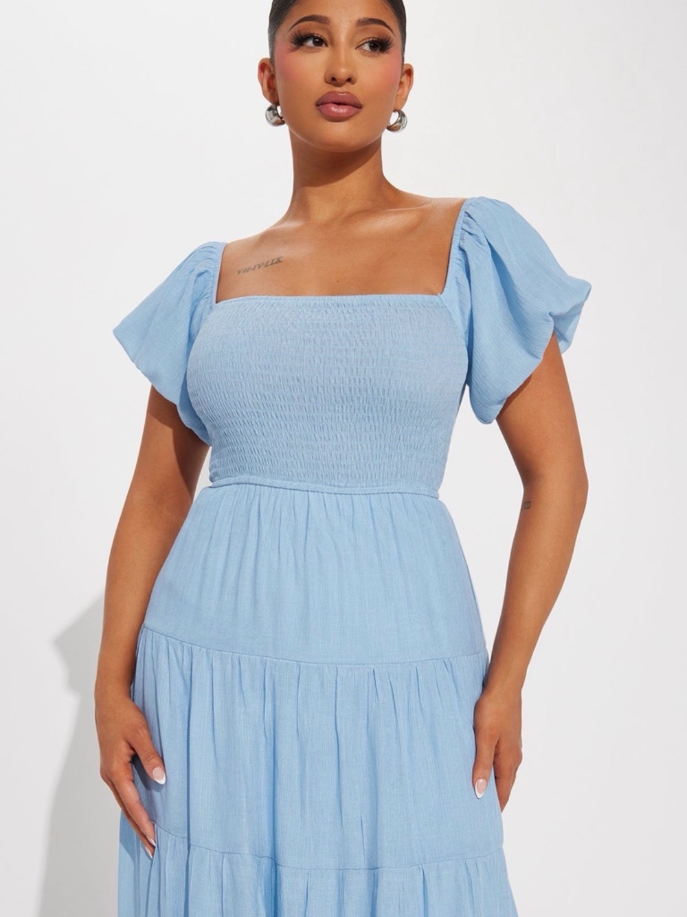 Georgia Ruffle Maxi Dress - Light Blue - Picture 2 of 10